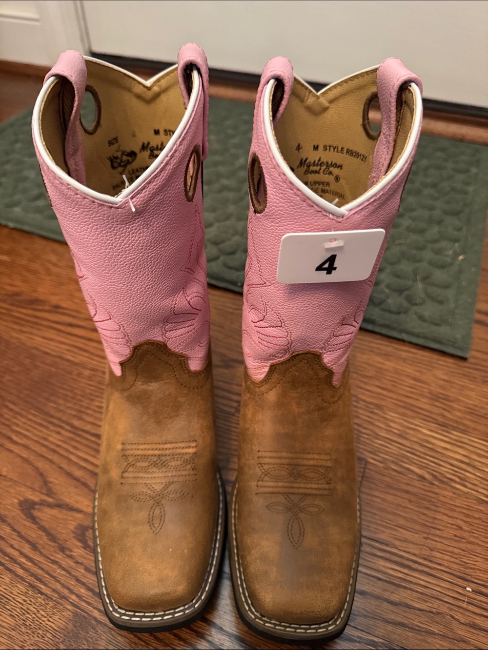 Kids Western Pull-On Boots in Pink and Brown